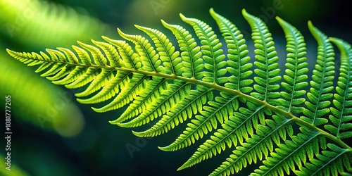 Close-up of mathematically perfect fractal patterns in a fern frond photo