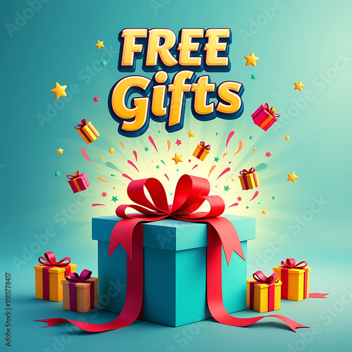 surprise assured service free gift sale offer background with giftbox design template