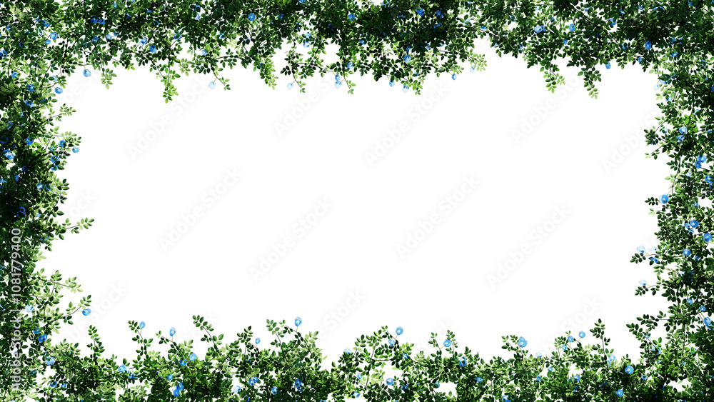 Fresh green leaves and flower frame isolated with transparent background Fresh green leaves and flower frame isolated with transparent background