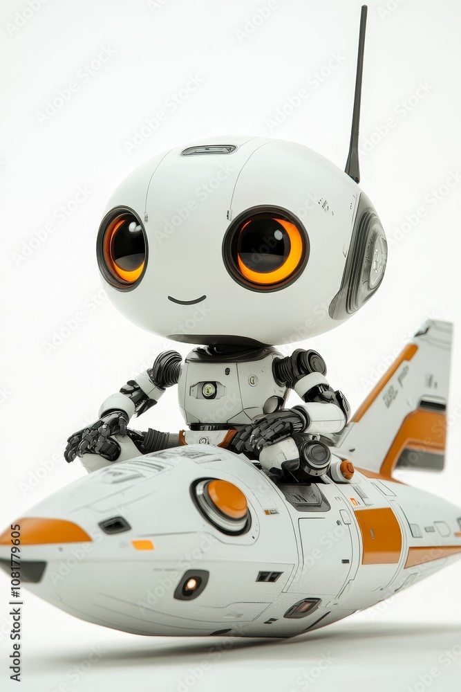 Fototapeta premium Robot pilot in a futuristic spacecraft.