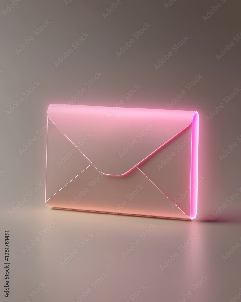 A glowing pink envelope is displayed against a neutral background, creating a modern and whimsical aesthetic. A glowing pink envelope is displayed against a neutral background, creating a modern and whimsical aesthetic.