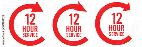 12 hours clock icon vector collection. Vector icon Illustration