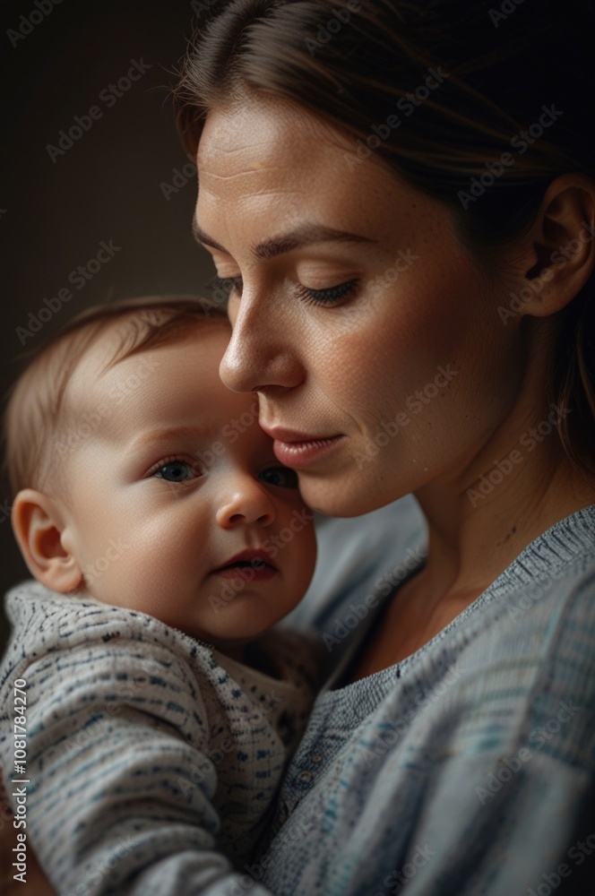 Mother holding her baby affectionately Mother holding her baby affectionately