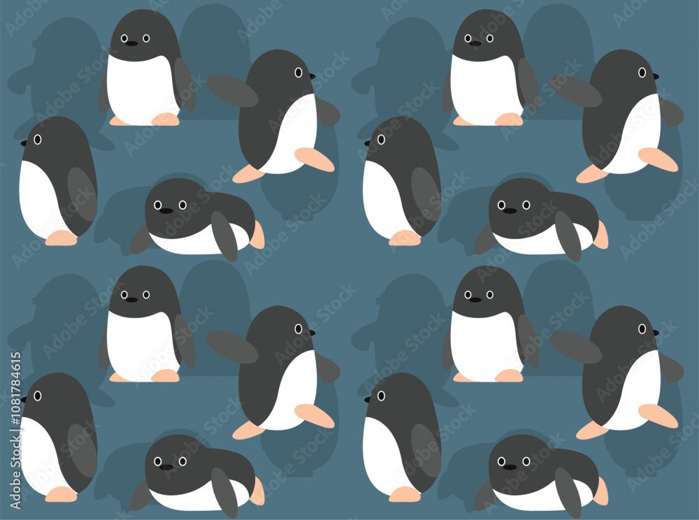 Obraz premium Adelie Penguin Cute Cartoon Character Seamless Wallpaper Background