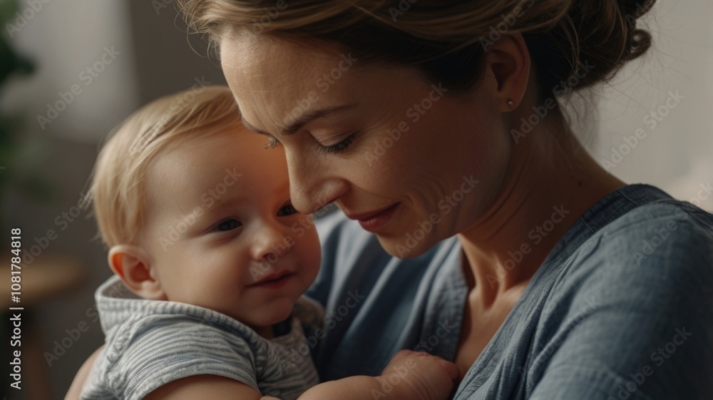 Mother holding her baby affectionately Mother holding her baby affectionately