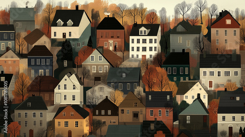 town houses in the night