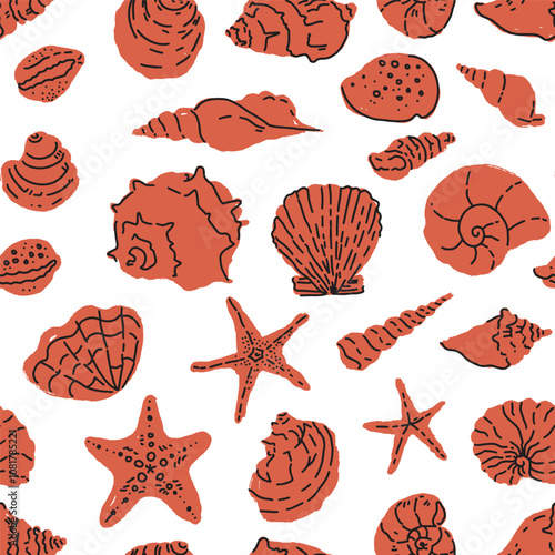 Starfish and Shells Vector Illustration