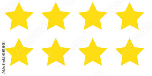 Set rating stars icon badges. Feedback customers. Rank, level of satisfaction rating. Five stars customer product rating review. 5 star rating icon. Vector illustration.