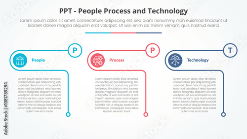 PPT framework infographic concept for slide presentation with creative outline table circle with 3 point list with flat style