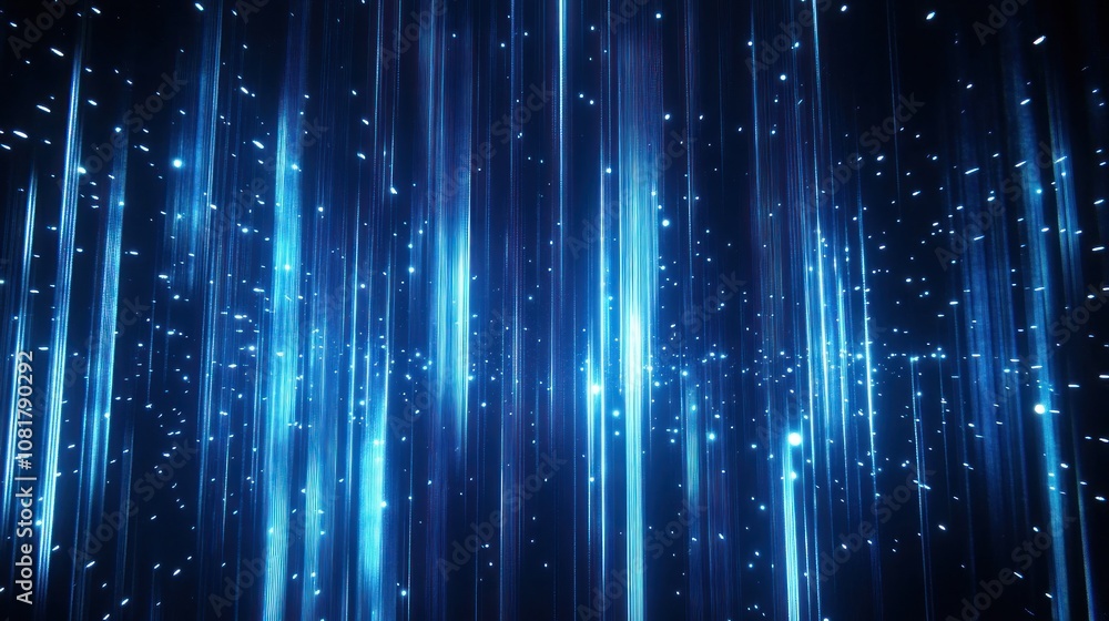 Abstract Blue Light Lines and Glowing Dots Abstract Blue Light Lines and Glowing Dots