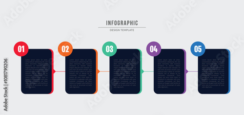 Business infographic template. 6Step timeline journey. Process diagram, 5 options on white background. Vector Infographic label design template 5 options or steps. workflow layouts, banners, chart