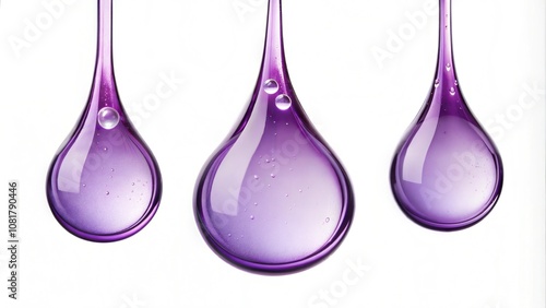 Cosmetic purple lotion transparent gel drops texture background