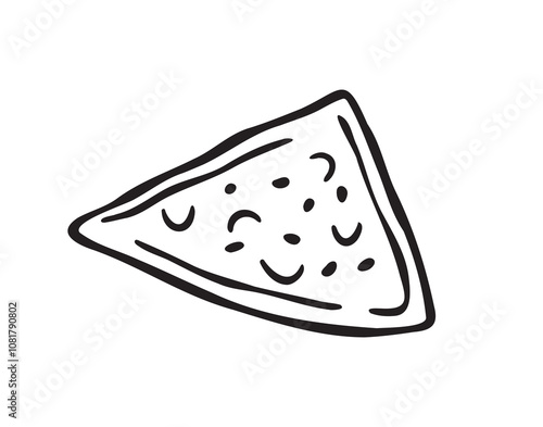 Nachos doodle hand drawn single icon. Nachos drawing line isolated clipart element.