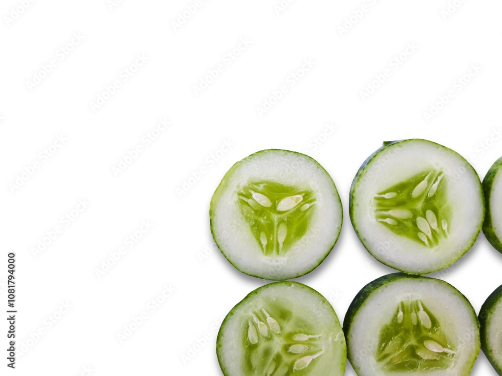 Close up slices of cucumber on white background. Close up slices of cucumber on white background.