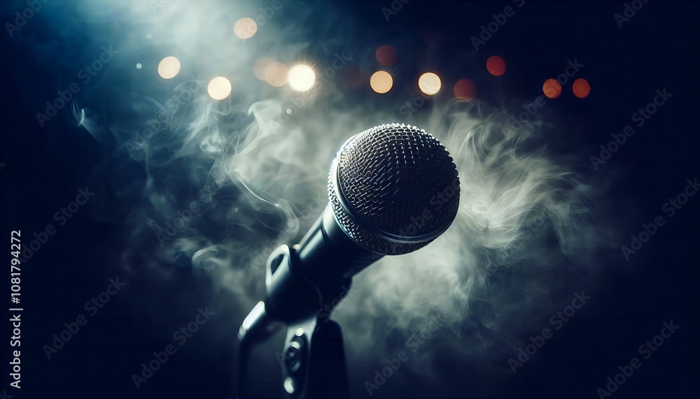 Microphone with smoke background Microphone with smoke background