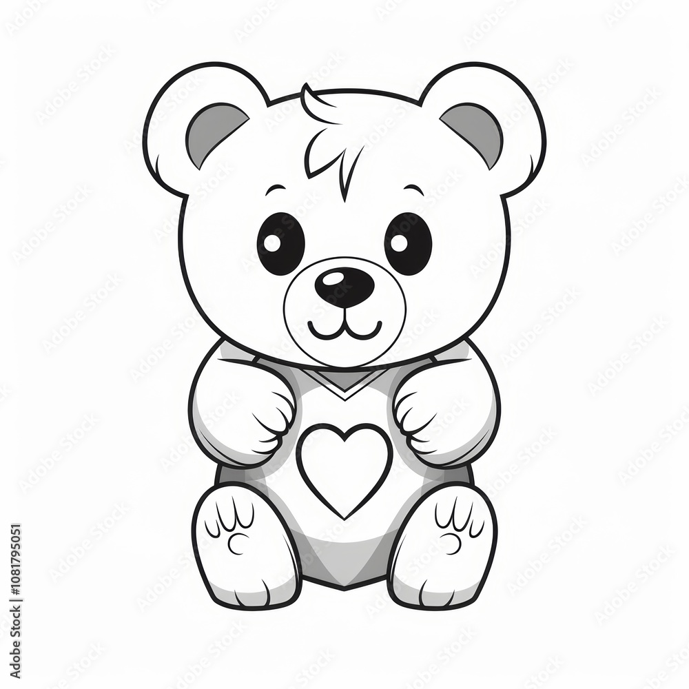 A cute cartoon teddy bear with a heart on its chest. A cute cartoon teddy bear with a heart on its chest.
