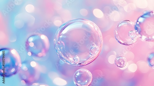 Close-up of a pink and blue abstract acrylic paint bubble background, creating a vibrant atmosphere, perfect for design projects and offering ample copy space for text integration.