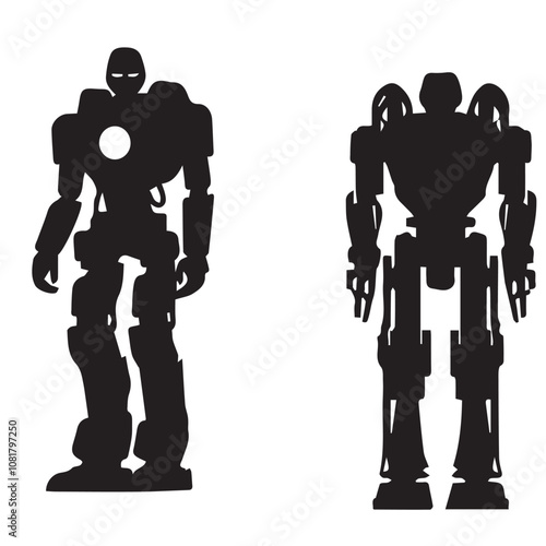 Robot Silhouette - Robot hands image - robot face - robot icon body vector image 