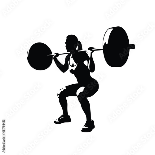 A woman is lifting a weight. She is wearing a hat. The weight is black. The woman is lifting the weight with her right hand