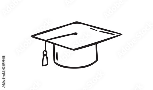 Hand drawn doodle Graduation hat icon. Education hat line for college student drawing