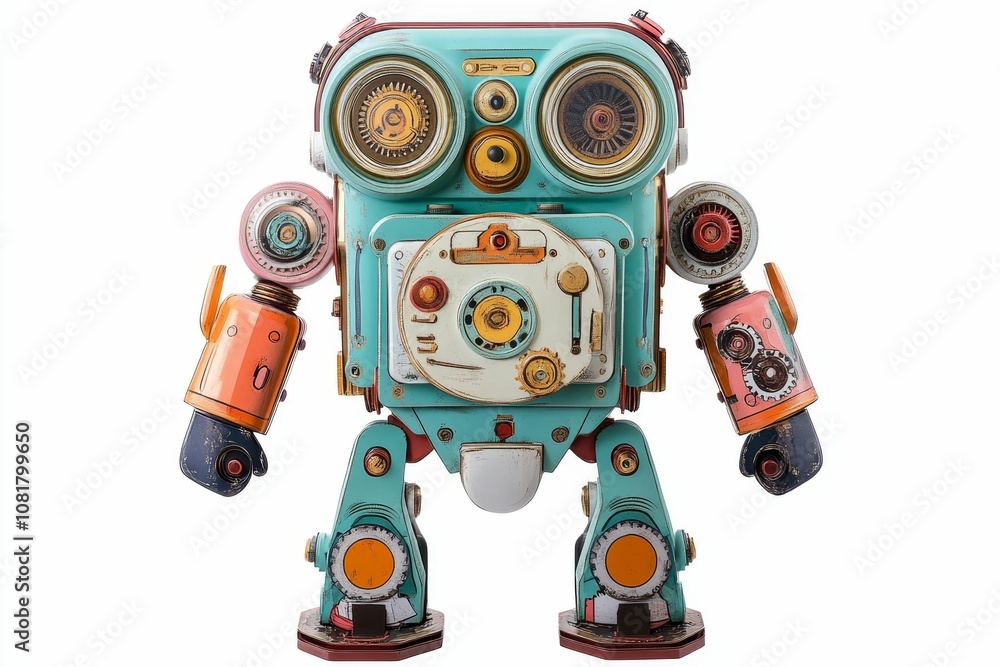 Retro robot with colorful details. Retro robot with colorful details.