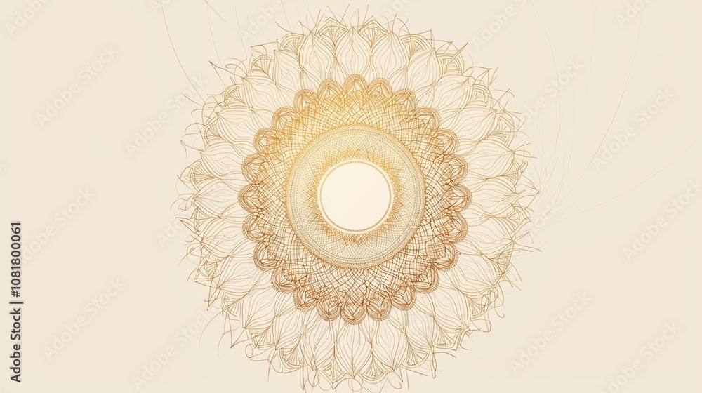 Golden mandala pattern on light background open center for logos Golden mandala pattern on light background open center for logos