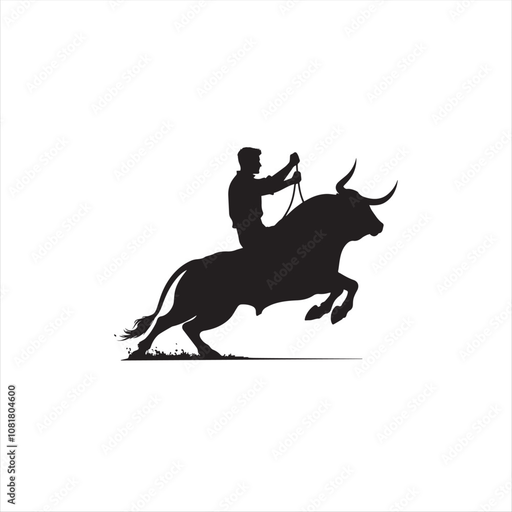 Obraz premium bull, matador, Corrida, people and bull silhouette, plaza de toros silhouette, vector plaza de toros, bull and rider silhouette