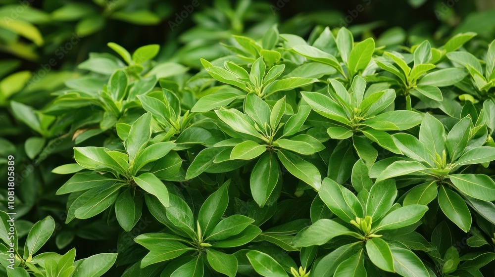 Dense shrubbery with rich green foliage, forming a lush and vibrant plant background Dense shrubbery with rich green foliage, forming a lush and vibrant plant background