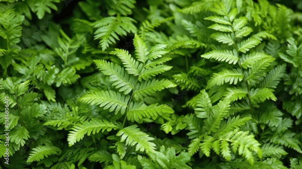 Fern leaves with rich green color, creating a natural and fresh plant background Fern leaves with rich green color, creating a natural and fresh plant background