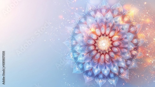 Pastel mandala design with subtle glow effect on blank background