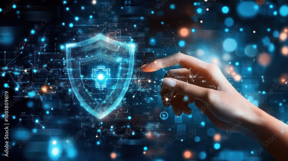 Hand Interacting with a Digital Shield in a Network of Data Hand Interacting with a Digital Shield in a Network of Data