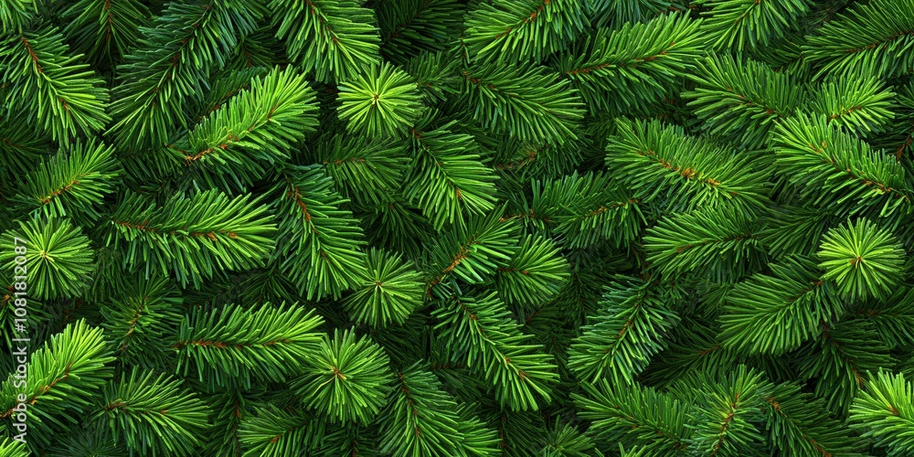 Lush green pine tree branches fill the frame in a natural setting Lush green pine tree branches fill the frame in a natural setting