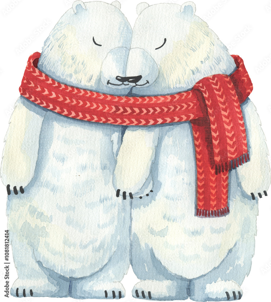 Φωτογραφία watercolor cartoon hand drawn animal clipart: polar bears
