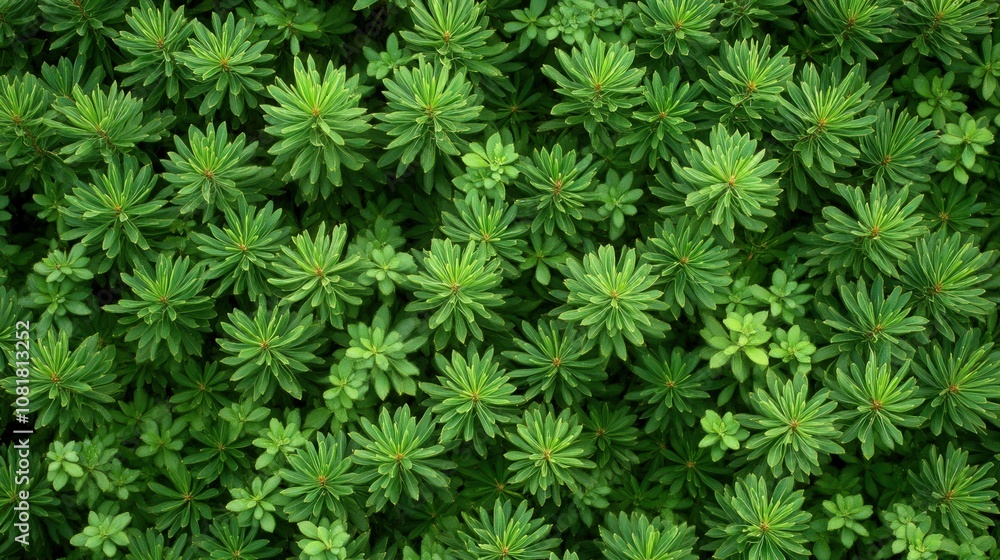 Lush green foliage covering the ground in a botanical garden setting Lush green foliage covering the ground in a botanical garden setting