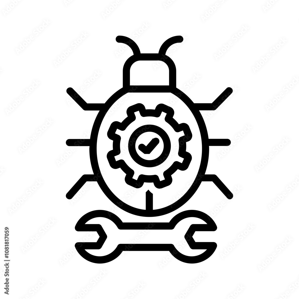 Fototapeta premium Vector black line icon for Bug fixes