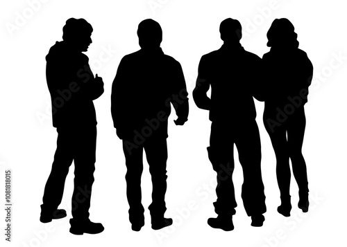 Big crowds people walking on white background