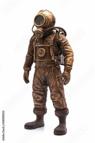 Vintage diving suit with bronze finish.