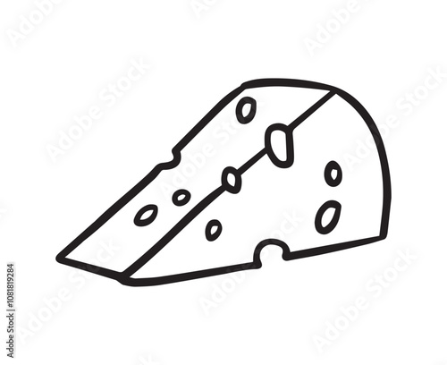 Cheese piece single Doodle hand drawn line icon. slice cheese for menu, design restaurant, cafe