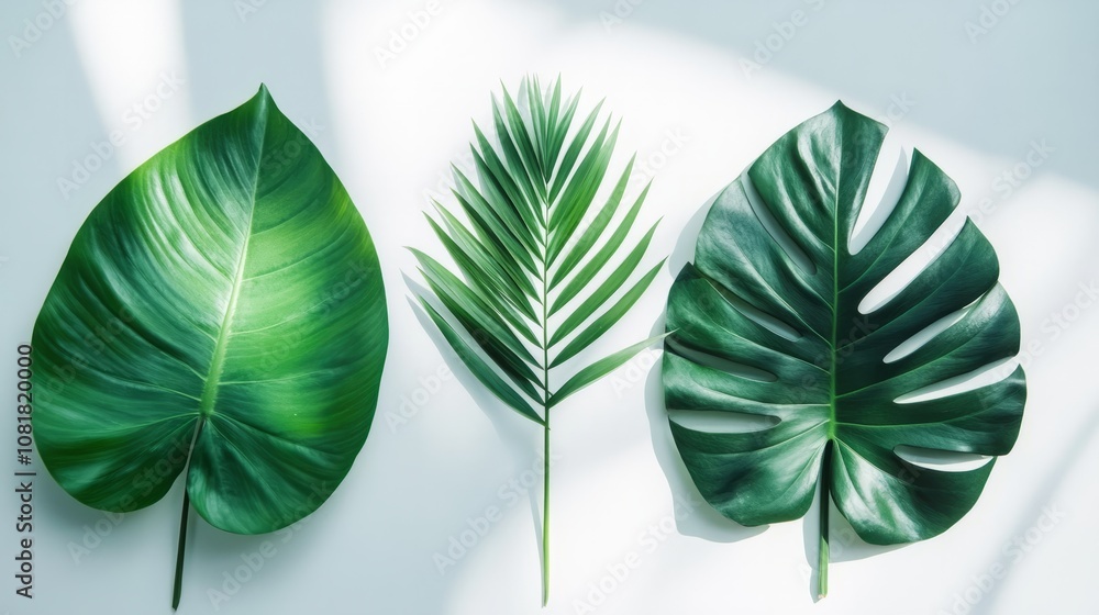 Obraz premium green leaves on white