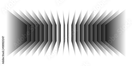 Abstract 3D perspective rectangles overlay pattern black and white, grey gradient on transparent background. Vector illustration in concept technology, modern, minimal
