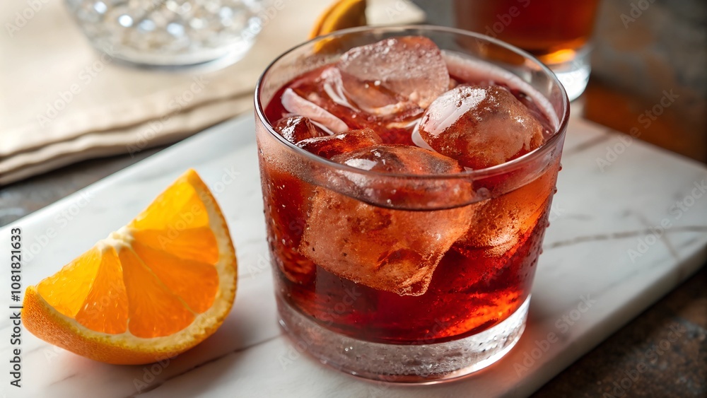 Classic Negroni Cocktail with Orange Slice Classic Negroni Cocktail with Orange Slice