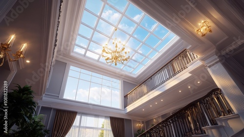 Antique Skylight with Ornamental Details Enhancing Elegant Architecture and Timeless Charm