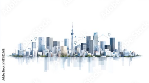 Wallpaper Mural Urban innovation cityscape with smart grid connection modern metropolis digital overlay futuristic environment aerial view renewable energy concept Torontodigital.ca