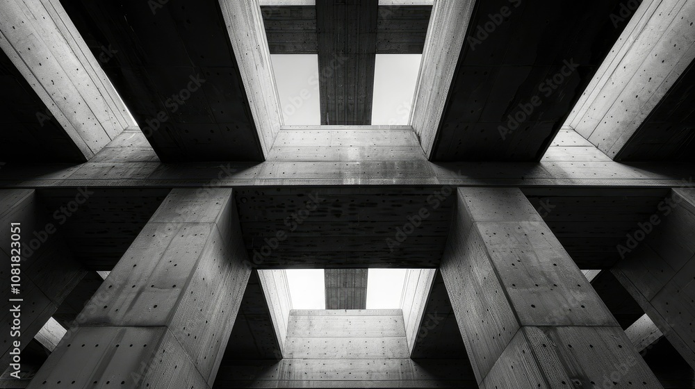 Abstract view of architectural beams intersecting Abstract view of architectural beams intersecting