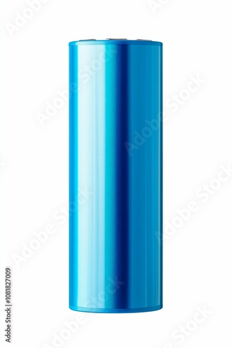 A blue cylindrical battery.