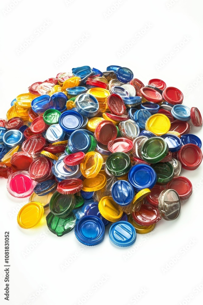 Colorful plastic bottle caps on white background. Colorful plastic bottle caps on white background.