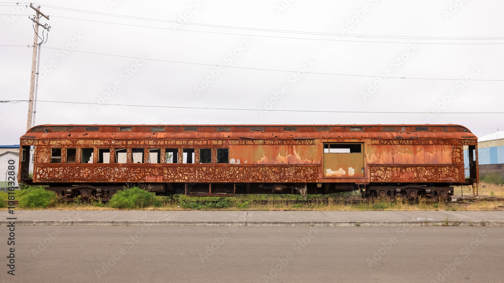 Old abandoned rusty train wagon at Astoria, Oregon. Old abandoned rusty train wagon at Astoria, Oregon.