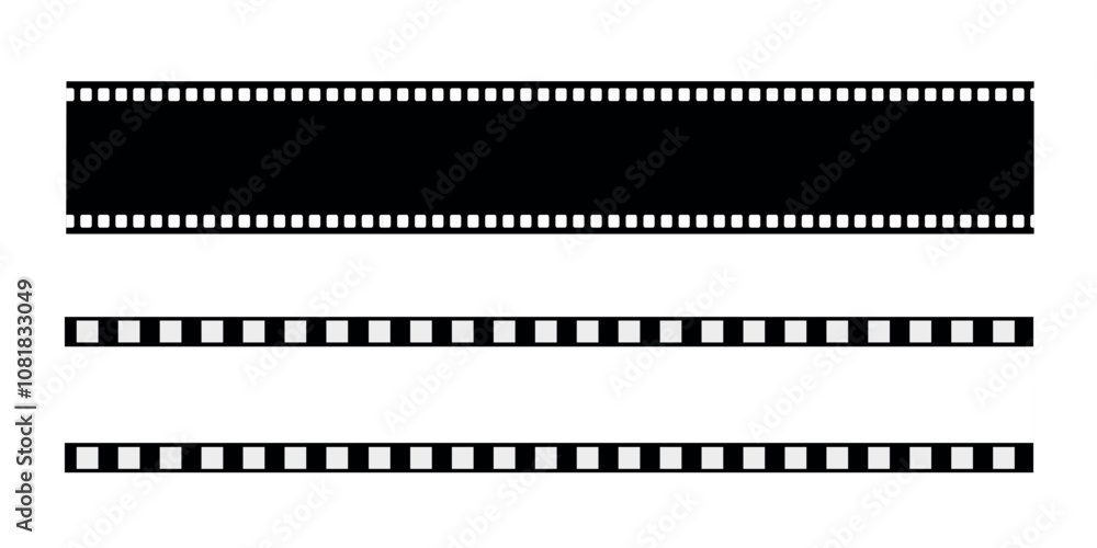 Film strip designs in various styles. Elements for photography, film editing, and cinematic themes. Film strip designs in various styles. Elements for photography, film editing, and cinematic themes.