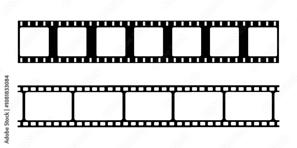Film strip designs in various styles. Elements for photography, film editing, and cinematic themes. Film strip designs in various styles. Elements for photography, film editing, and cinematic themes.