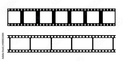 Film strip designs in various styles. Elements for photography, film editing, and cinematic themes.